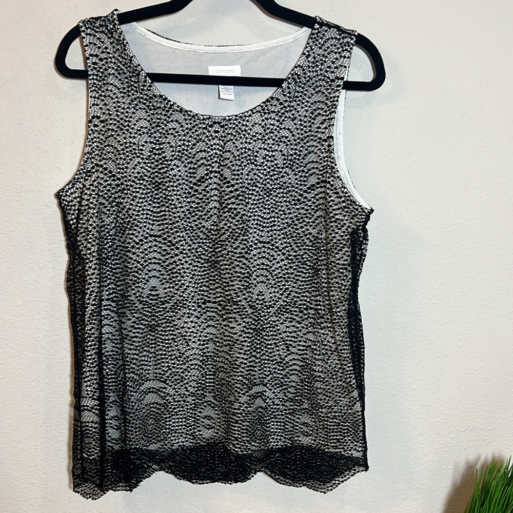 Chicos Lace Overlay Tank Top Blouse 2 Medium